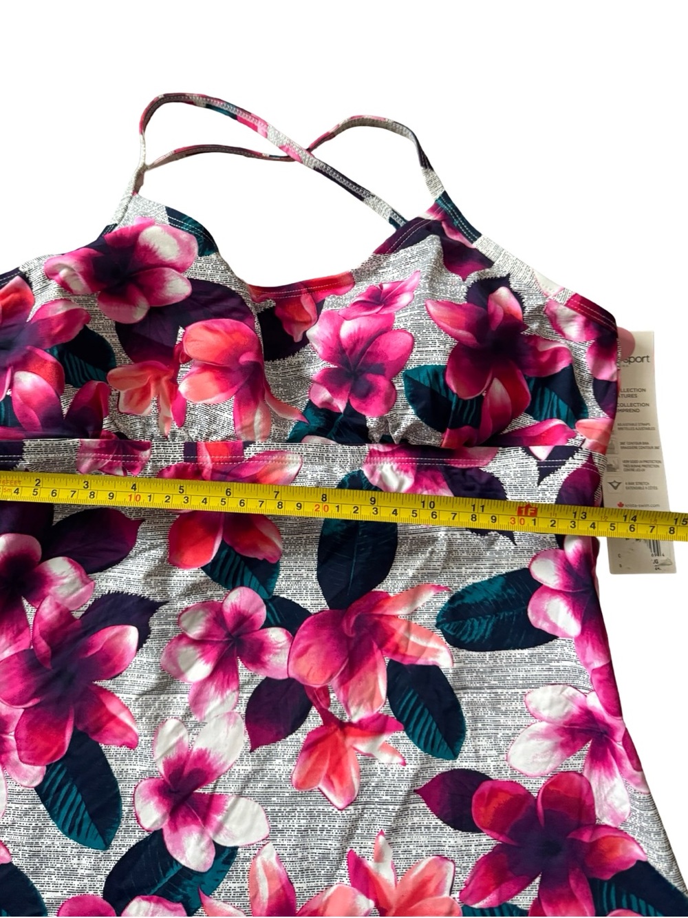 Krista Sport Tankini Top Pink Floral UPF 50+ Cross Back Built-In Bra NWT - Picture 16 of 16